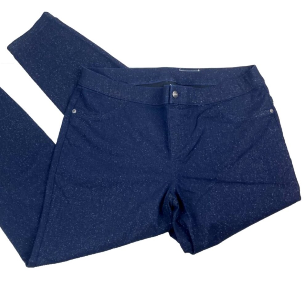 HUE Sparkle Pull On Pants Navy Shimmer Large